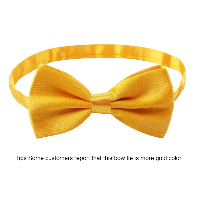 Kajeer 6PCS Men's Bow Tie for Wedding Party - Solid Color Adjustable Pre Tied Bowties (Golden Yellow) - Image 2